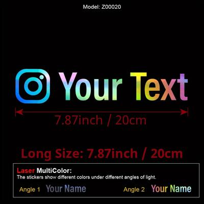 TEMU 1pc Customizable Text Name Car Stickers For Instagram My Name Social Software Vinyl Decal Window Door Motorcycle Bicycle Sticker, , Glass Surface Compatible, Self-adhesive Mount, Single Use Image