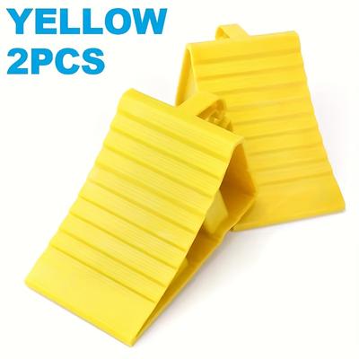 TEMU 2pcs/1pc Car Tire Block Wheel Wedge - Durable Rubber Parking Safety Ramp, Triangular Vehicle Chock For Truck Suv Van Camper, Garage Vehicle Stability Support Image