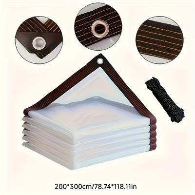TEMU Transparent Pvc Privacy Screen, A Clear Outdoor Weather Protection Curtain. Suitable For Patios, , Gardens, Greenhouses, And Camping. In Sizes Of Rv Windshields And Awning Covers Image