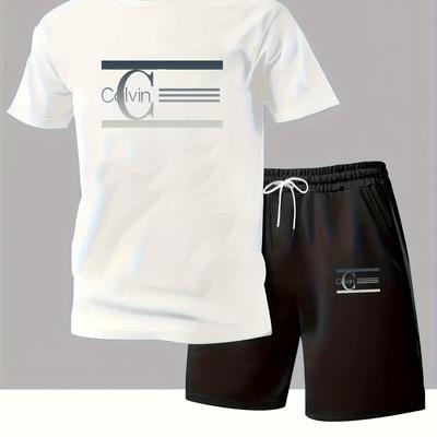TEMU Essential For Stylish Men: Breathable T-shirt Set, Perfect Casual Sportswear For Summer Cool Looks Image