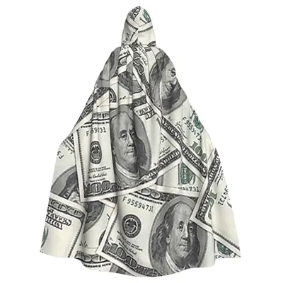 Rich Money Neuheit Dollar Langer Kapuzenumhang Hexe Mittelalter Kostüm Cosplay Umhang Image