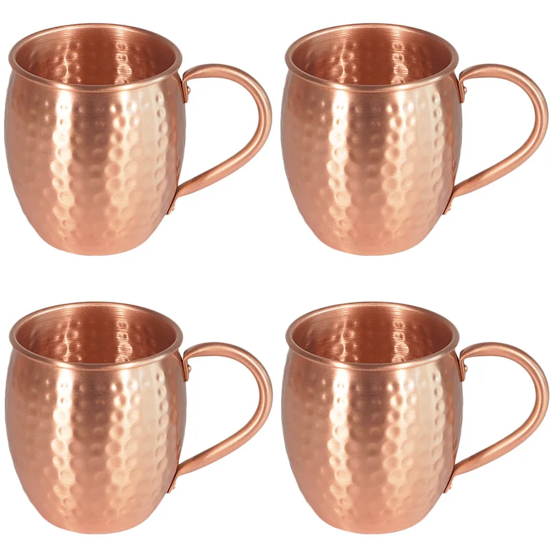 Moskauer Mule-Becher aus reinem Kupfer, 350 ml – handgefertigter Kupferbecher für Cocktails, Mojitos, Whisky, Bier – klassisches gehämmertes Finish Image