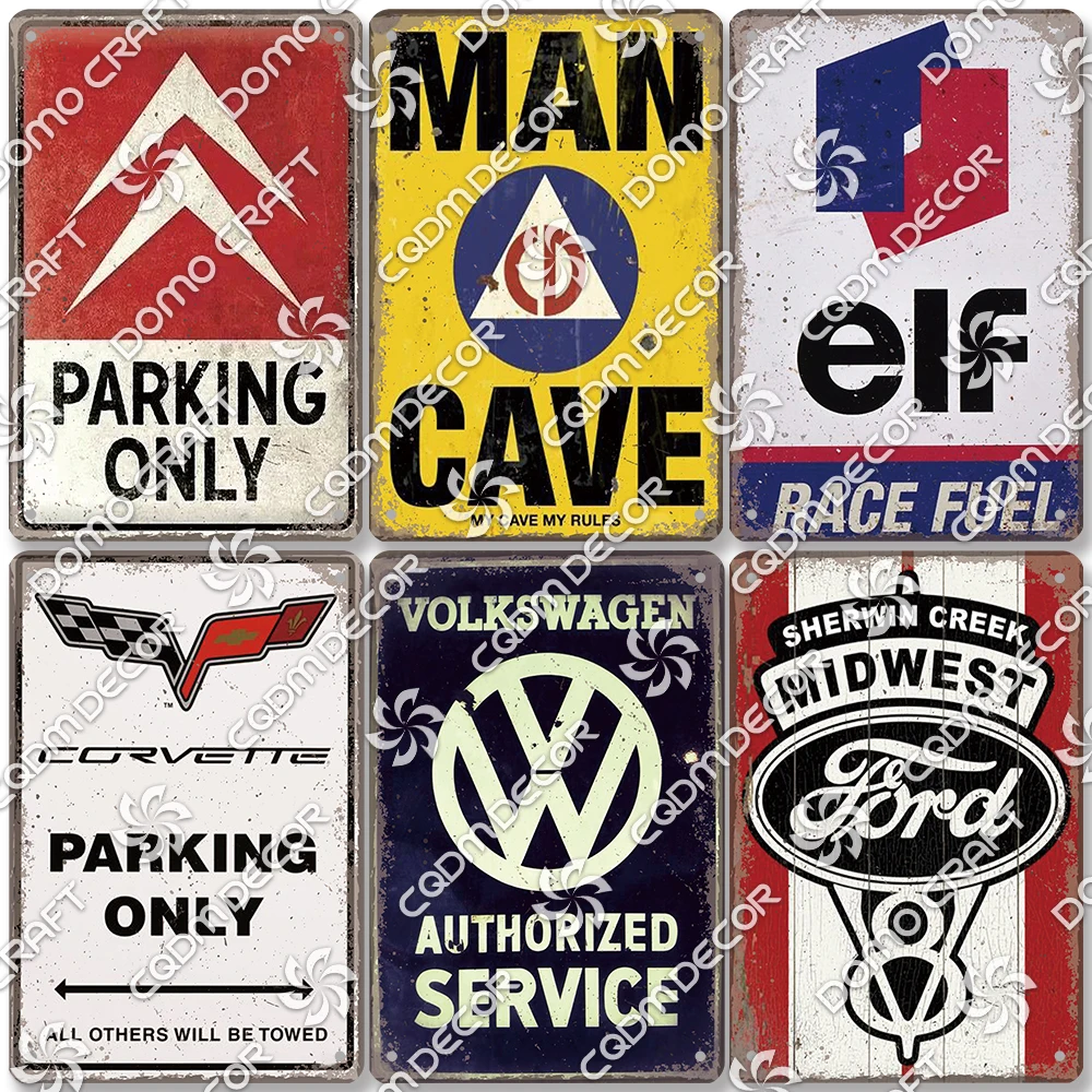 Parking Only Plates Metallblechschild, Vintage Motoröle Poster, Retro-Metallschild für Garage, Parkplatz, Wanddekoration Image