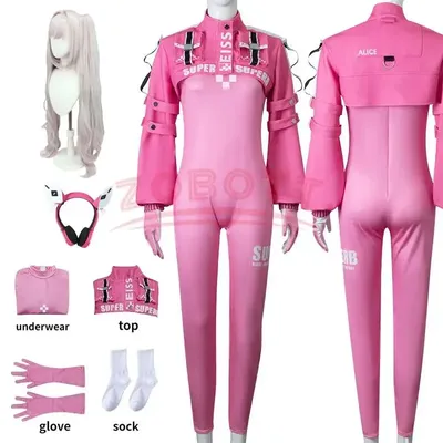 Kostüm Cosplay Anime Irelia H Store Nikke Alice Pakaian Sexy Kemenangan Jacke Set Overall Rosa Image