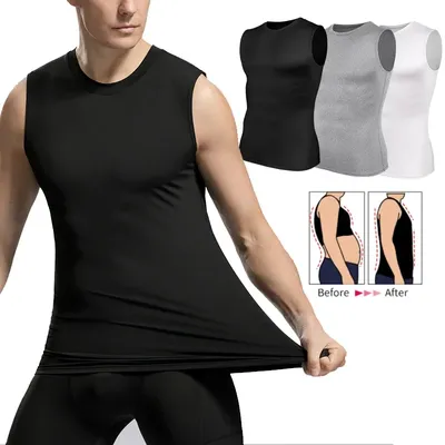 Männer Body Shaper Weste Abnehmen Shirts Kompression Bauch-steuer Enge Shapewear Quick-dry Fitness Tank Top Unterhemd Image