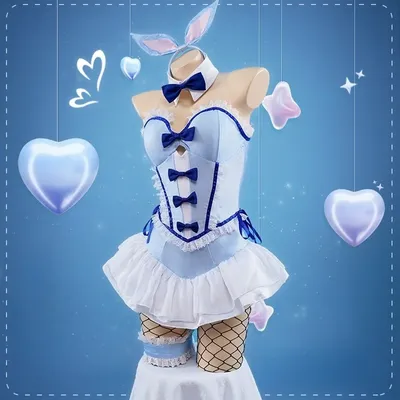 Bunny Girl Cosplay Kostüm Anime Kitagawa Marin Blau Body Kurzes Kleid Spitze Sexy Anzug für Frauen Halloween Kaninchen Cos Uniform Image