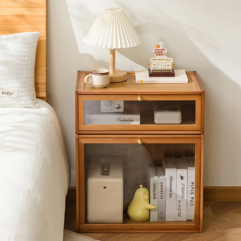Nachttisch aus massivem Holz, Schließfach, kleines, einfaches Schlafzimmer, Zuhause, 2025, neuer Nachttisch, Regalschrank