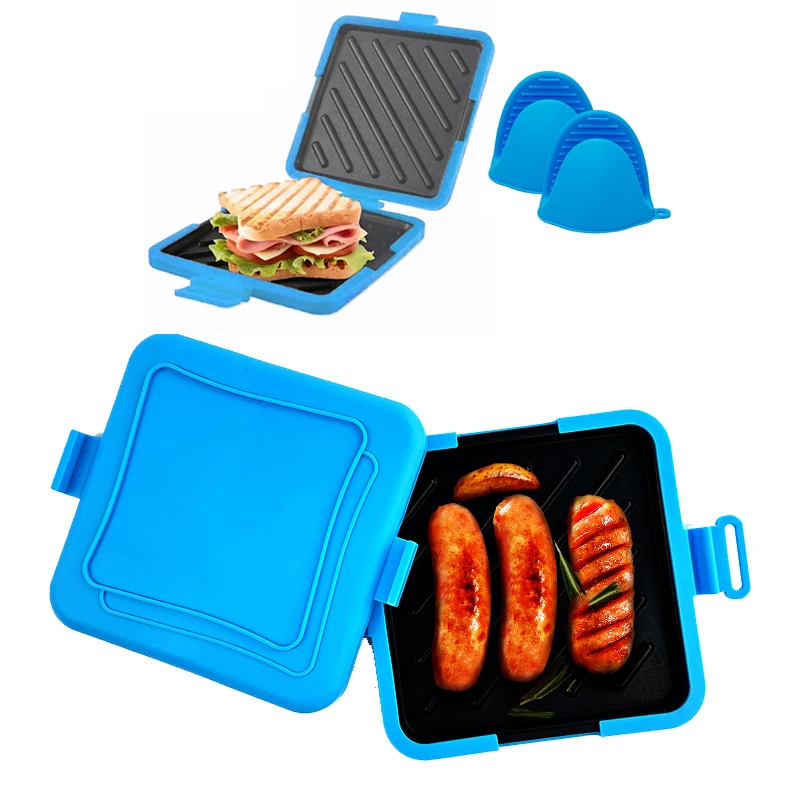 Mikrowelle Toastie Sandwich Maker mit Fäustlingen Micro Munchy Mikrowelle Toastie Maker Vielseitiger kleiner Toaster Leicht zu reinigen Image
