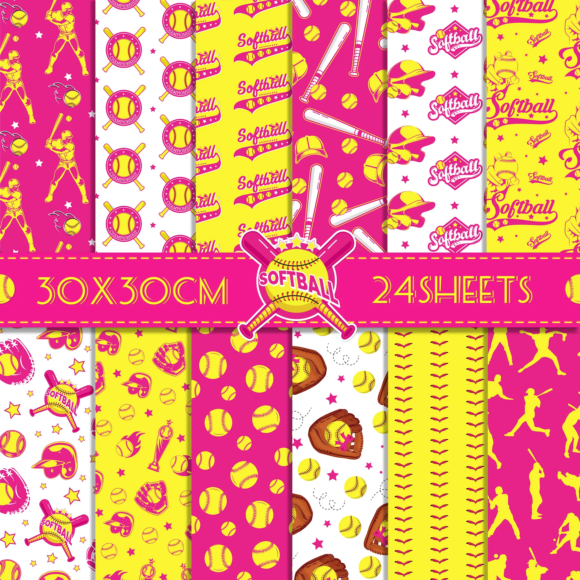 24 stücke 30*30 cm Softball Sport Sammelalbum Handwerk Papier DIY Handwerk Kunst Hintergrund Papier Origami Karte, Der Fotoalbum decor Liefert Image