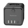 Cube de prises multiprises sans câble, multiprise avec USB, interrupteur 7 en 1, adaptateur avec USB C, 3 voies