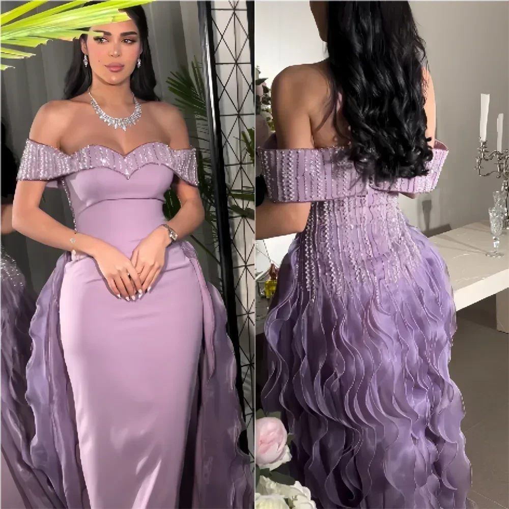 Customized Formal Retro High quality Fashion Chiffon Pleat Ruched Beading Ball Boat Neck Long Dresses Prom Dresses Exquisite