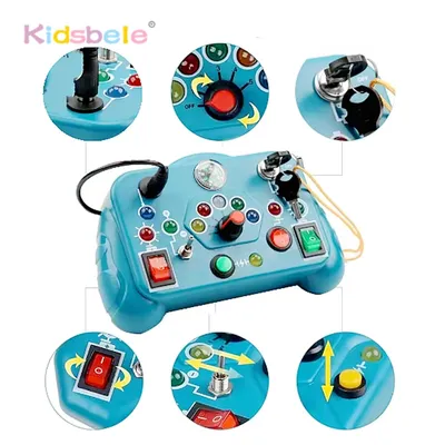 Beschäftigtes Board, sensorisches Spielzeug mit Lichtschalter, Steuerplatine, Montessori-Reise-Lernaktivitäten, Spielzeug, ideales Geschenk für Vorschulkinder Image