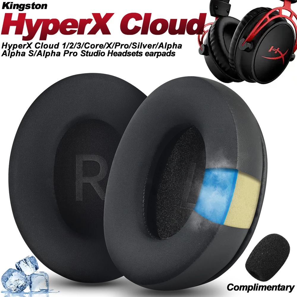 Ersatz-Ohrpolster aus Schaumstoff für HyperX Cloud 123 Alpha, II, III, Stinger, Silver, Core, X, S, Pro Kopfhörer, Memory-Schaum-Ohrpolster, Protein Image