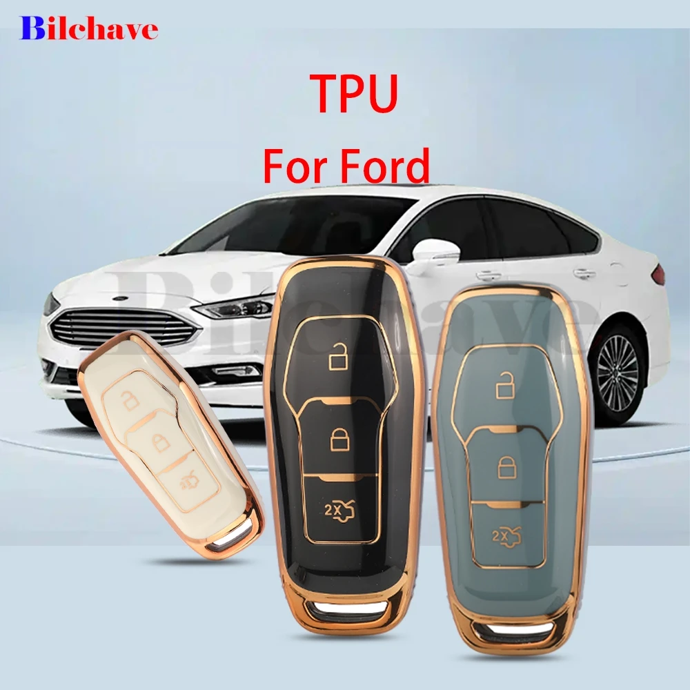 Jingyuqin Weiche TPU-Fernbedienung Autoschlüsseletui für Ford Focus Mondeo 5 MK5 Mustang F-150 Explorer Edge Fiesta Kuga MK3 4 Autozubehör Image