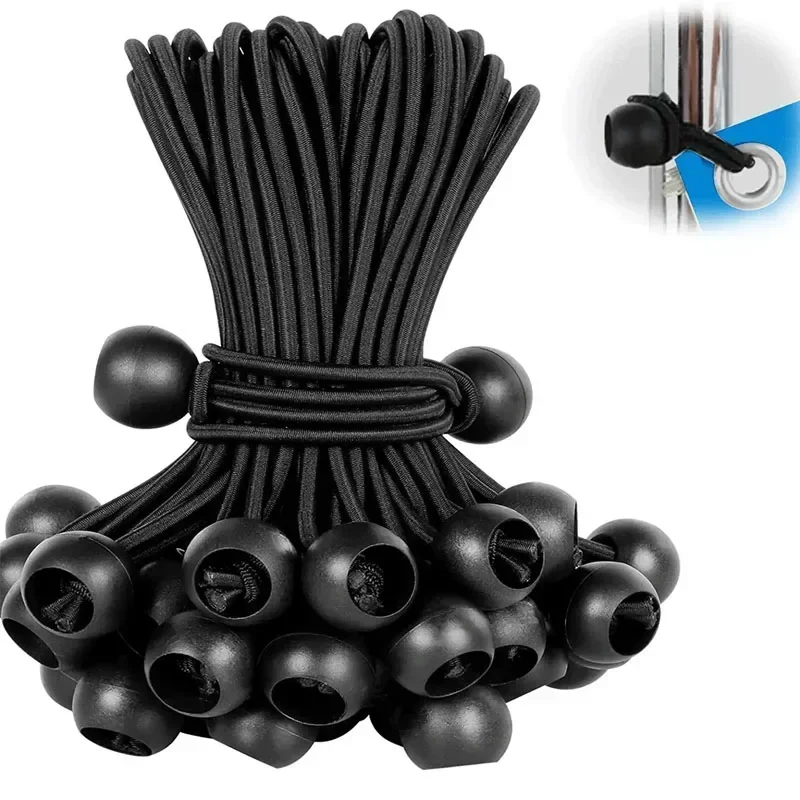 10 stücke Bungee Ball Planen Leinwand Plane Fahnenmast Krawatten Schnur Enden Elastische Seil Spitze Feste Boot Pole Camping Zelt Zubehör Image