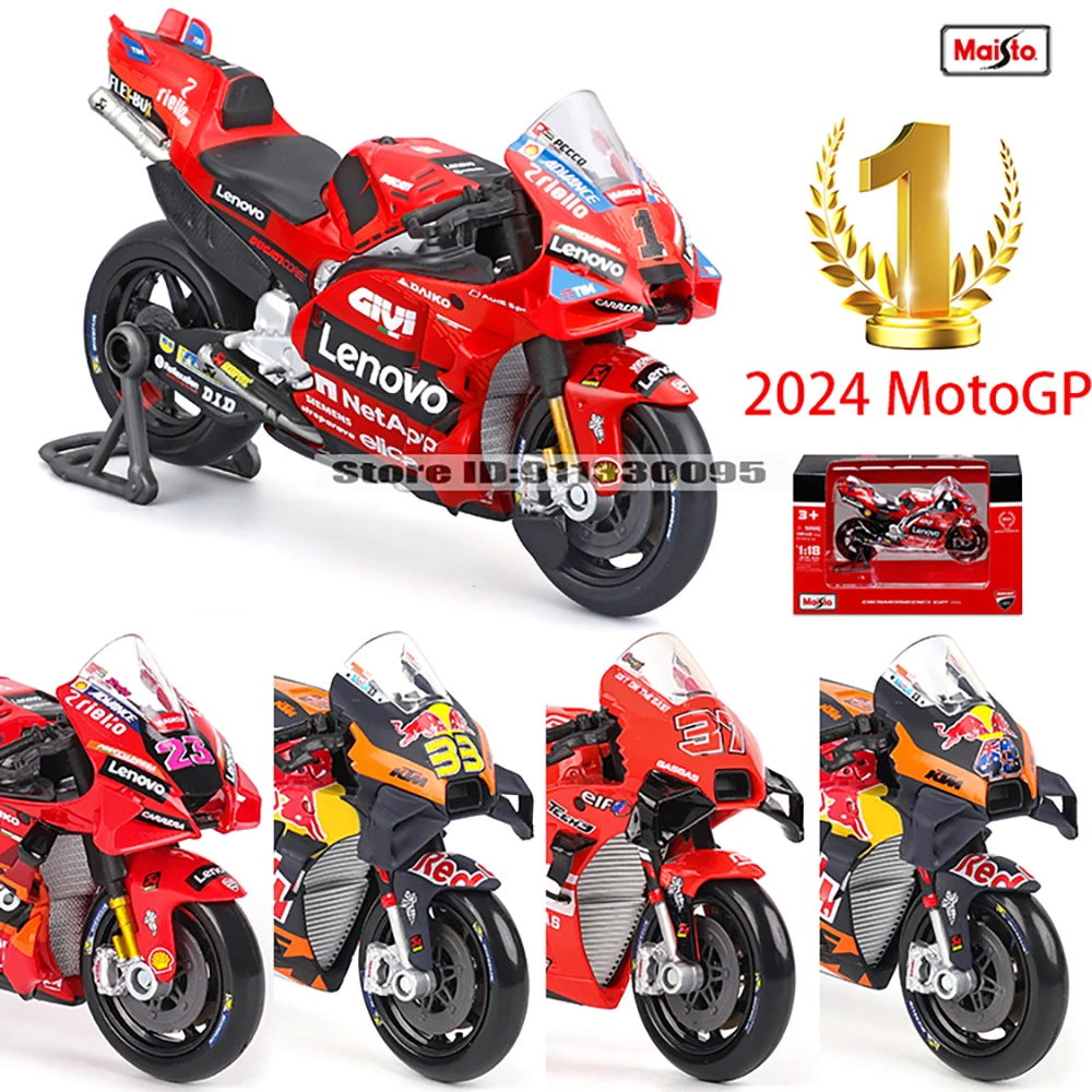 Lebensmittel 1:18 NEU 2024 Ducati Lenovo Team # 1 Bagnaia Champion Moto GP Racing Motorrad aus Gusslegierung, Modellkollektion, Geschenkspielzeug Image