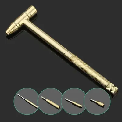 5-in-1 Mini Craft Hammer Schraubendreher-Set Kupferlegierung Gold Abnehmbarer Mikroschraubendreher Perfektes Handwerkzeug für DIY-Projekte