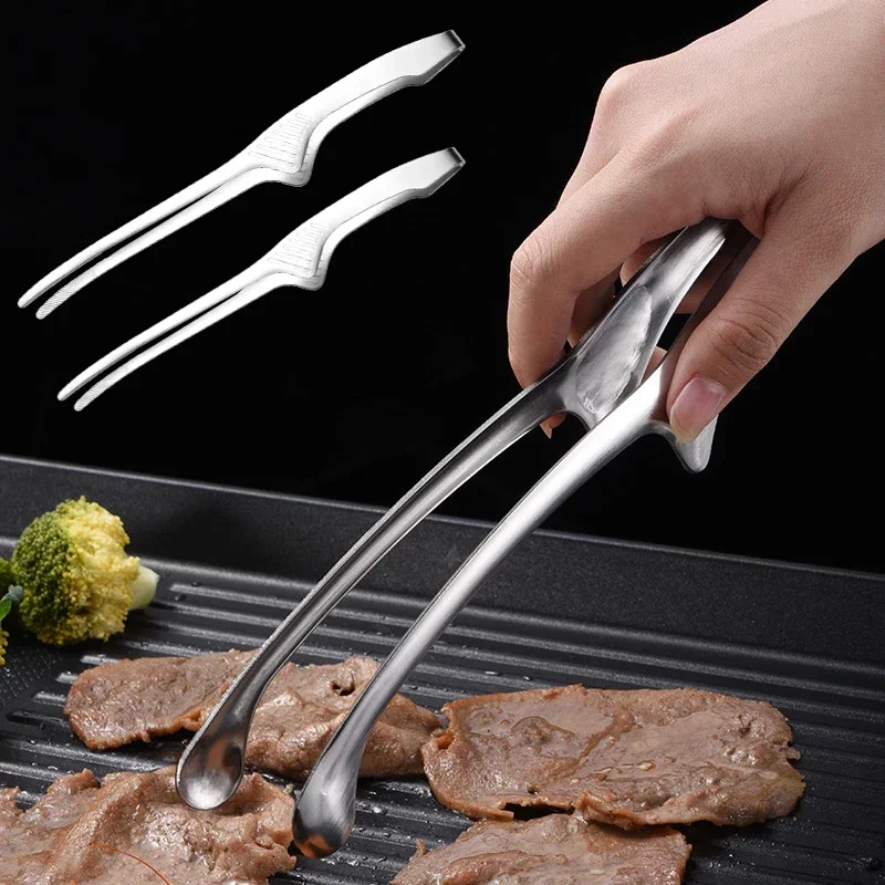 BBQ Lebensmittel Zange Koreanische Grill Clips Edelstahl Grill Kochen Häuptling Zange Küche Brot Backen Outdoor Grillen Steak Klemme Image