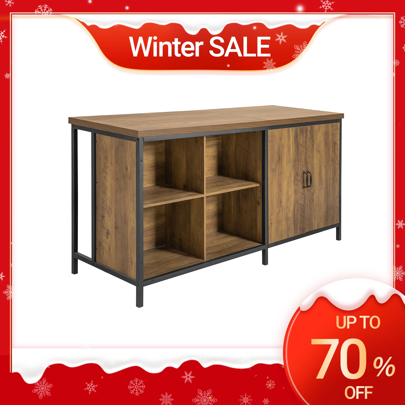SoBuy KNL01-F Kücheninsel freistehend Küchenschrank Highborad Kommode Schrank Sideboard Bartisch Buffet Industrie-Design