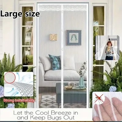 Large Magnetic Screen Door - Auto Close Insect Net, Pet Friendly for Doors/Balcony, Heavy Duty Tool-Free Install
