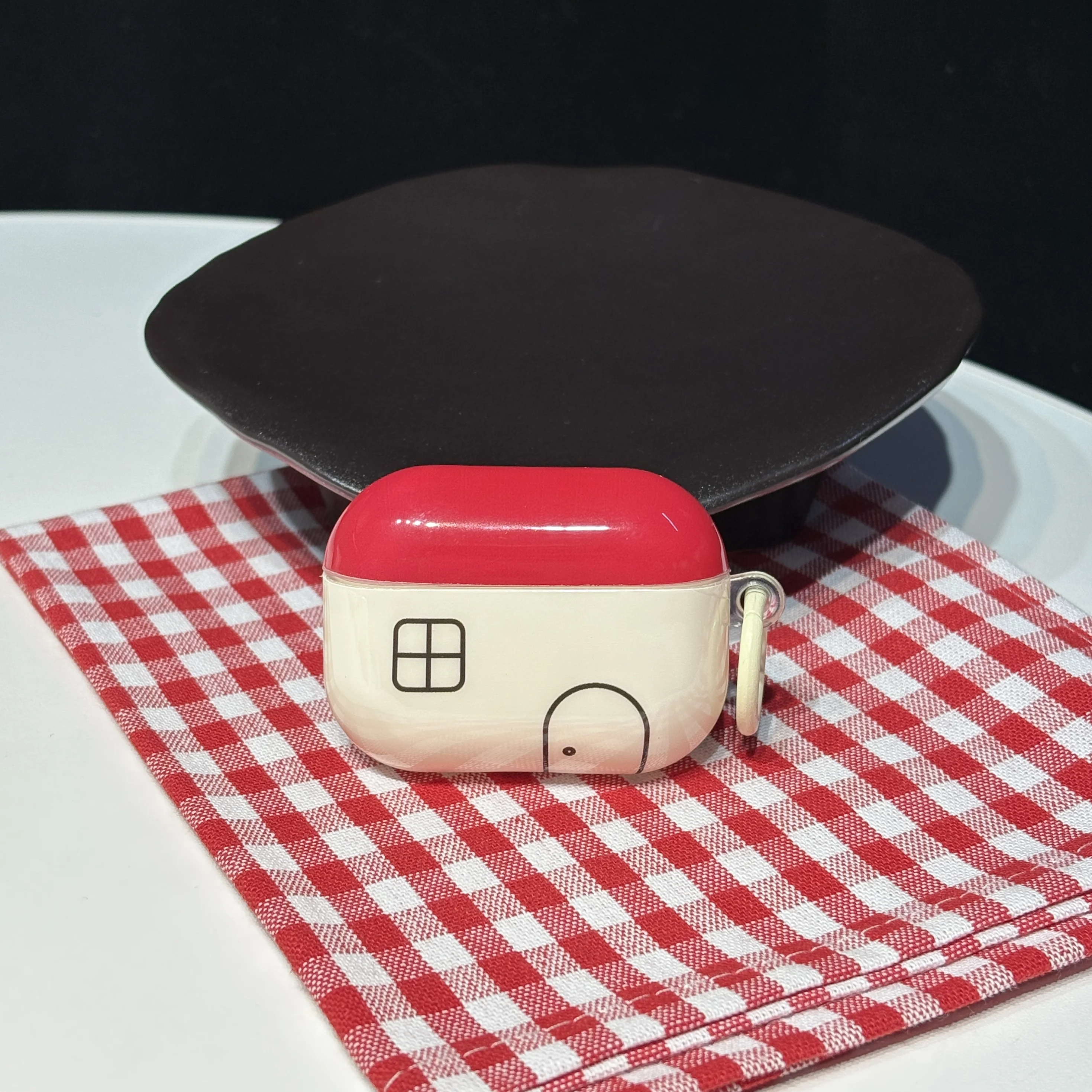 Einfache süße rote kleine Haus schwarze Linie Fenster Tür Muster schützende Kopfhörer Fall Abdeckung für AirPods 1 2 3 4 Pro Pro2 Pro3 Image
