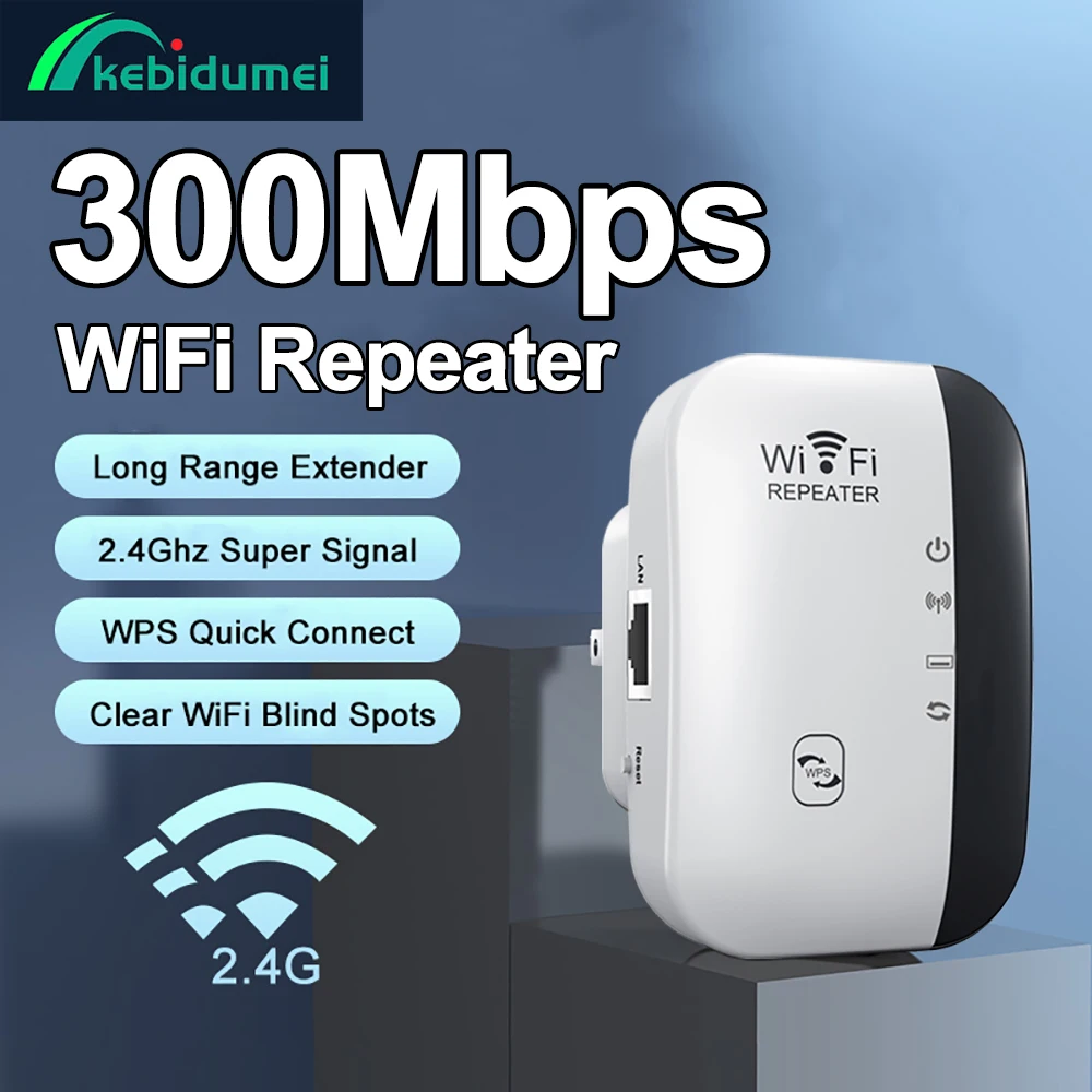 Kebidumei 300Mbps Wireless WiFi Repeater Wifi Extender Verstärker 802,11 N WPS Long Range WiFi Booster Verstärker Wi-Fi Repeater Image
