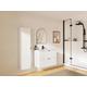 Mobile per bagno sospeso con scanalature e lavabo da incasso e colonna 80 cm Bianco opaco - ZEVINI