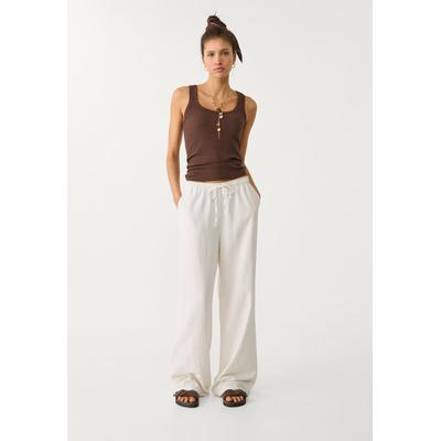 Stradivarius Flowing linen blend trousers Ecru XXL