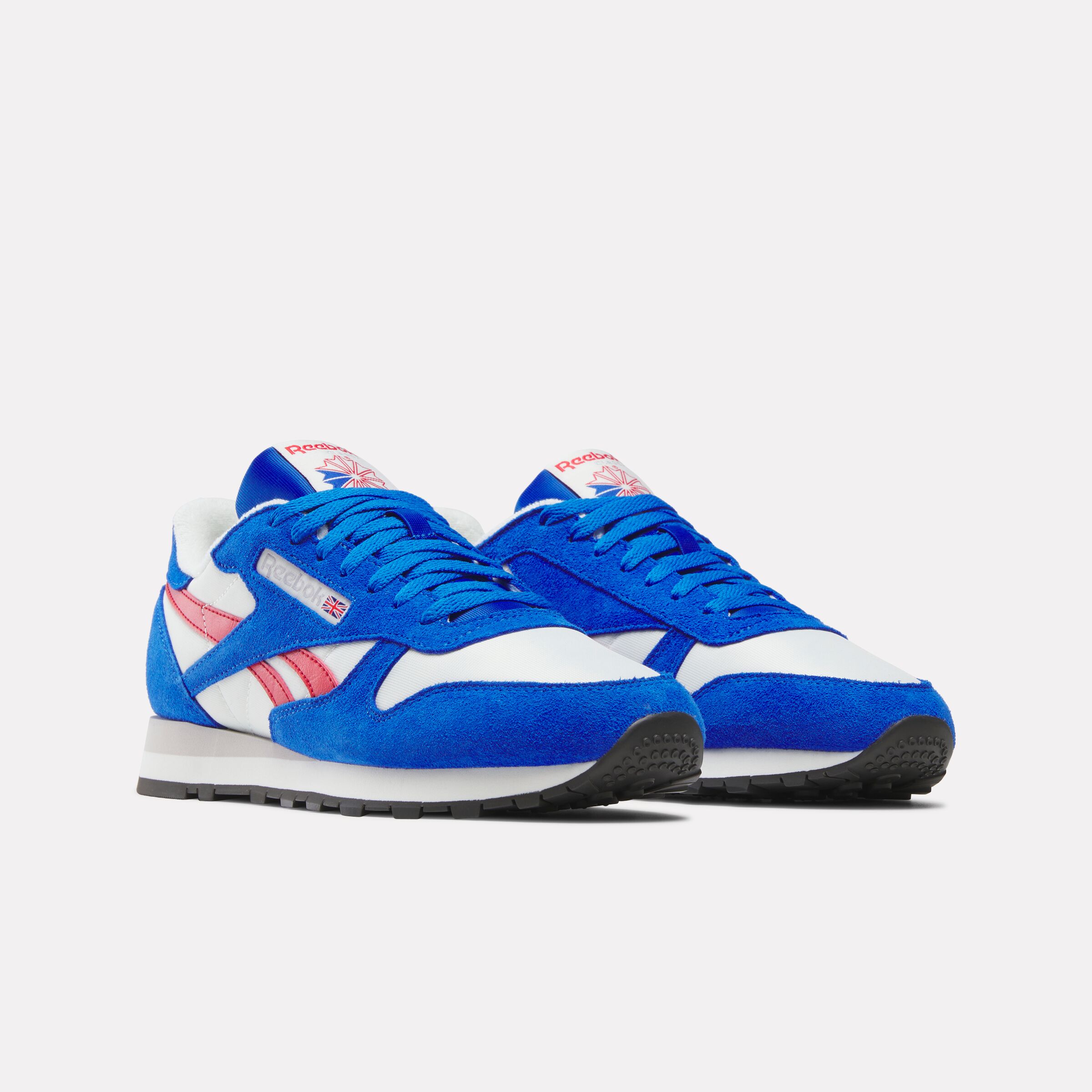Sneaker REEBOK CLASSIC "CLASSIC LEATHER", Herren, Gr. 47, blau (chalk, optimum blau, vector rot), Leder, Synthetik, Textil, Schuhe Sneaker