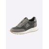 Sneaker HEINE, Damen, Gr. 39, grau (grau, anthrazit), Leder, Glattleder, Veloursleder, Glattleder, modisch, Schuhe