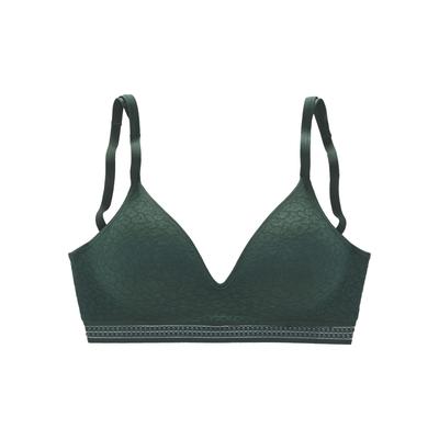 Bralette-BH LASCANA "Freya", Damen, Gr. 90, Cup A, grün (tannengrün), Spitze, Obermaterial: 36% Polyamid, 29% Polyester, 27% Baumwolle, 8% Elasthan, modisch, BHs, ohne Bügel mit eingearbeitetem Push-up Kissen, Dessous Image