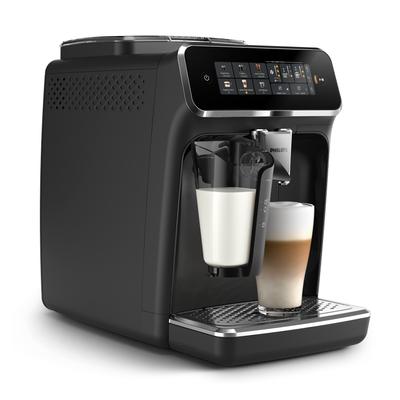 PHILIPS Kaffeevollautomat "EP3347/90 3300 Series, 6 Getränke (heiß oder eisgekühlt)", schwarz (klavierlack, schwarz), B:24,6cm H:37,1cm T:43,3cm, Kaffeevollautomaten, LatteGo-Milchsystem, SilentBrew Technologie, Chrom-Schwarz, Topseller Image