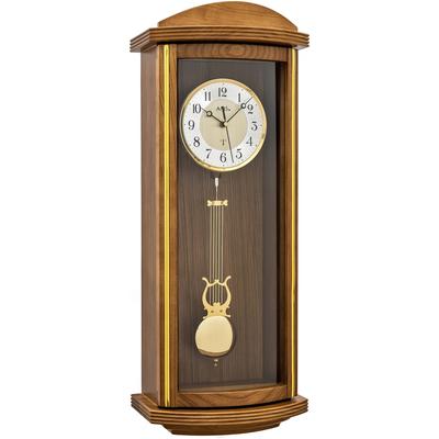 Funk-Pendelwanduhr AMS, braun (eichefarben), Wanduhren, B/H/L: 26cm x 16cm x 66cm, Quarzuhr, Wohnzimmer, Esszimmer, Erle, Schlagwerk Image