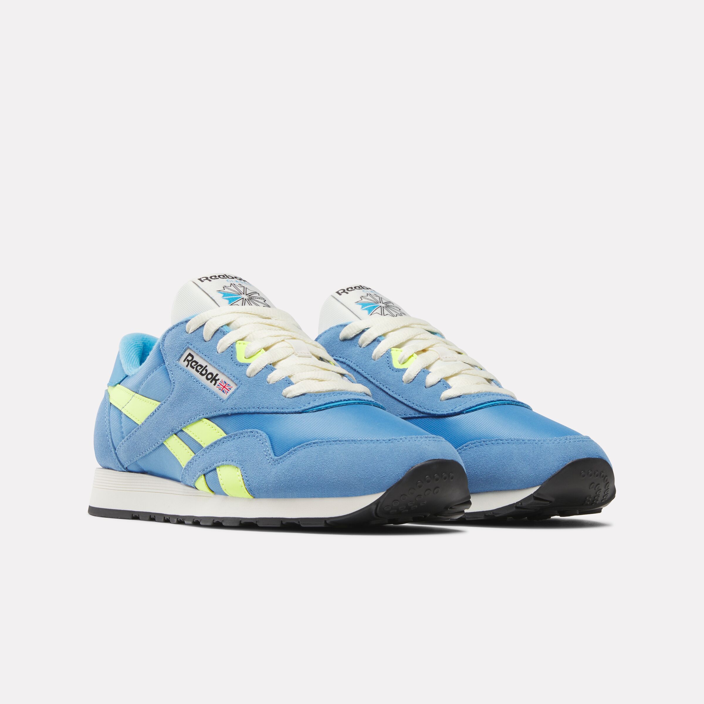 Sneaker REEBOK CLASSIC "CLASSIC NYLON", Gr. 42, gelb (essentialblau, solaracidgelb, vtgchalk), Leder, Synthetik, Textil, Schuhe