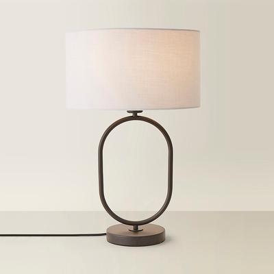 Matte Black Oval Table Lamp with Drum Shade