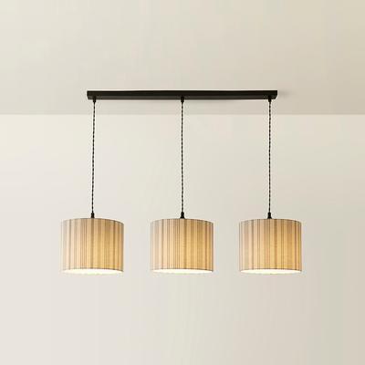 3-Drop Diner Ceiling Pendant Light with Linen Shades