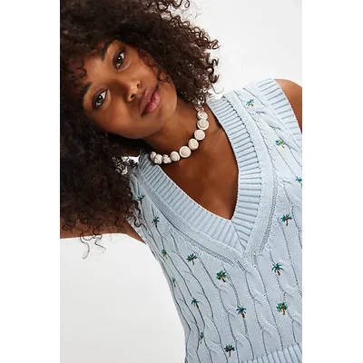 Plumeria Floral Vest Jacket at Free People in Blue Combo, Size: XS