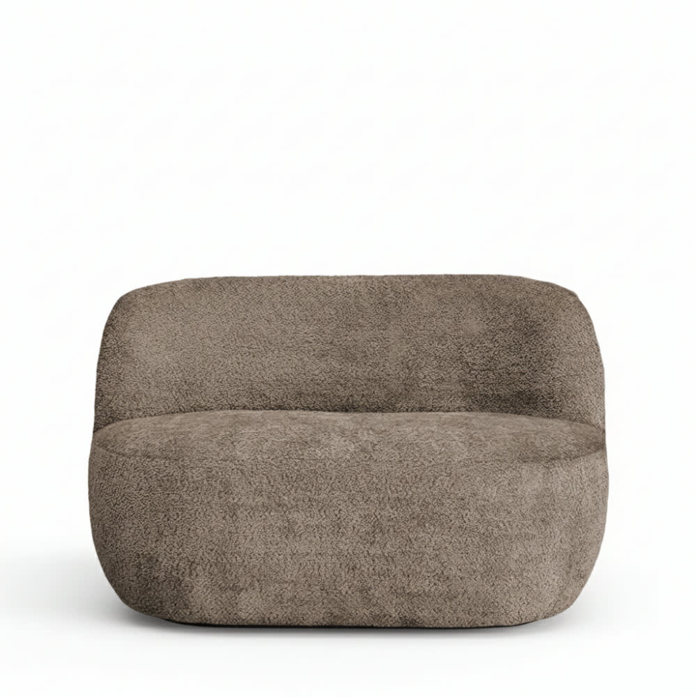 Banquette 2 places en tissu bouclette - Taupe