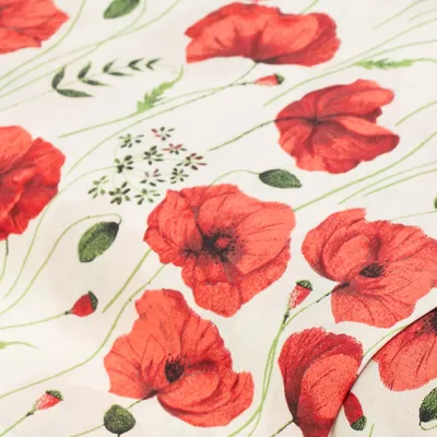 Baumwollstoff Mohnblumen, weiß-color Image