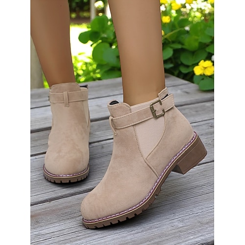 Damen Stiefeletten braun – Herbststiefel mit Schnallenriemen für Oktoberfest, Bauernmarkt, Volksfest und urige Tage im Freien Image