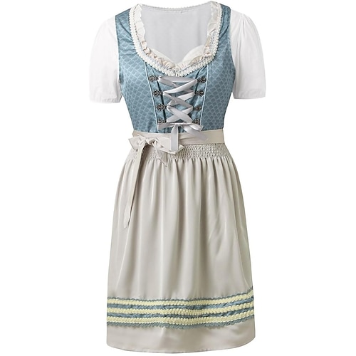 Karneval Oktoberfestbier Kleid Dirndl Trachtenkleider Oktoberfest / Bier Bayerisch Wiesn Wiesn Damen Stoff im traditionellen Stil Hemd Kleid Schürze Image