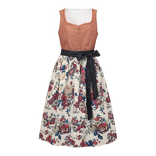 Karneval Oktoberfestbier Kleid Dirndl Trachtenkleider Dienstmädchen Bayerisch Deutsch Wiesn Damen Karneval Bier Festival Stoff im traditionellen Stil Kleid Schürze Image