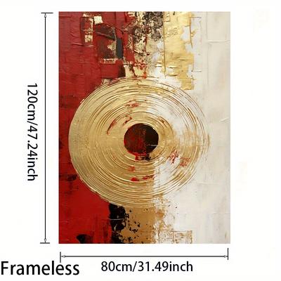 TEMU Large 31.49x47.24in Canvas Art - Modern With Golden And Red For Living Room Or Bedroom Decor, Abstract Home Accent|modern Abstract Art|layered Texture, Canvas Wall Art Image