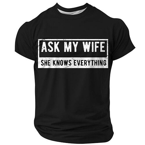 Herren Lustiges Grafik T-Shirt 'Frag meine Frau sie weiß alles' Ehemann Humor