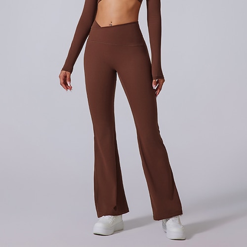 Damen Pilates-Leggings Fitnesshose Sporthosen Leicht Pilates Laufen Fitness Hosen Einfarbig Schwarz Weiß Rosa Herbst Winter Sport Sportkleidung Mikroelastisch Image