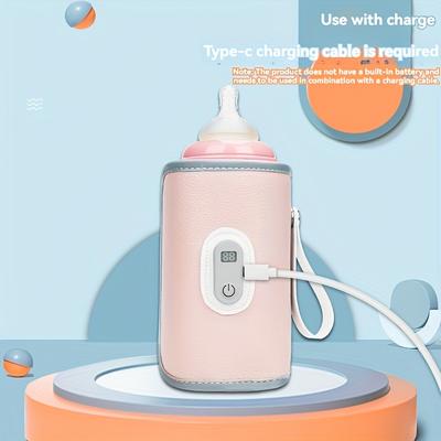 TEMU 1pc Portable Bottle Heating Pouch, Usb Rechargeable Thermostat Bottle Cover, Portable Universal Bottle Warmer, Suitable For Home And Outdoor Use, Easy To Carry, Color Options: Pink, Green, Blue Image