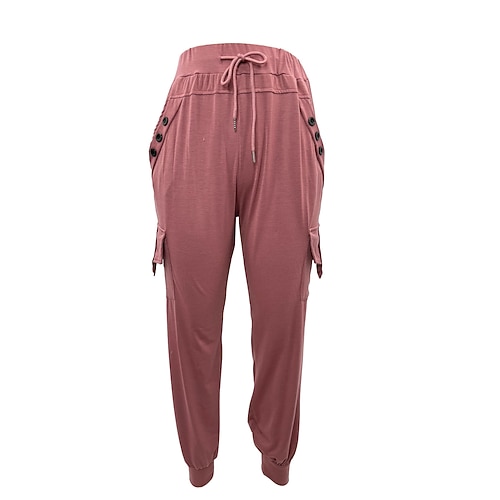 damen lässig / sportlich athleisure jogger jogginghose viele taschen elastisch kordelzug design lange hose freizeit sport wochenende schlicht komfort dunkelgrau 2xl Image