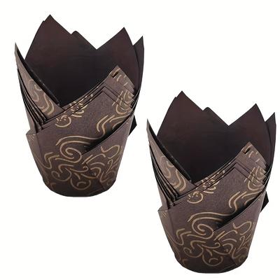 TEMU 50pcs Tulip Cupcake Liners - Heat Resistant, Oil-proof Paper Muffin Cups For Baking - Halloween, Christmas, Easter, Thanksgiving Image