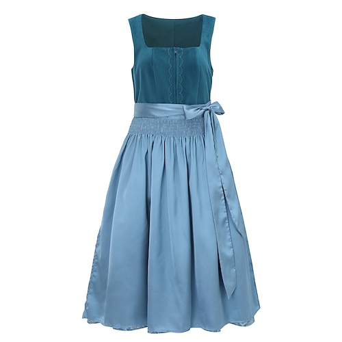 Karneval Oktoberfestbier Kleid Dirndl Trachtenkleider Oktoberfest / Bier Bayerisch Wiesn Wiesn Damen Stoff im traditionellen Stil Kleid Schürze Image