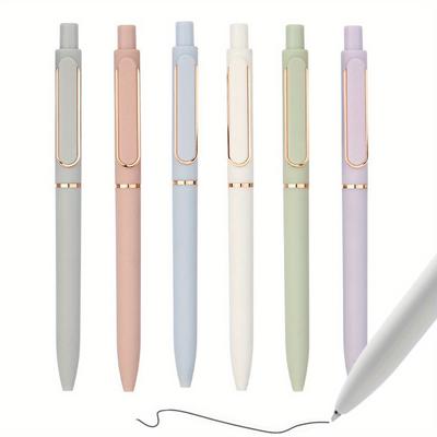 TEMU [aesthetic Pen] 6pcs, Retractable Pastel Gel Pens, 0.5mm Fine Tip, Black Ink, Ideal For Journaling, Office, And School Supplies Image